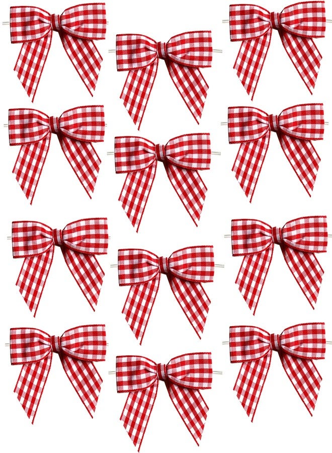 GiftWrap Etc. Red White Gingham Pre-Tied Bows - 3" Wide, Set of 12, Christmas, Buffalo Check Ribbons, Plaid Gift Basket Decor, Wedding Embellishments, Party Favors, Birthday Decorations - Image 4